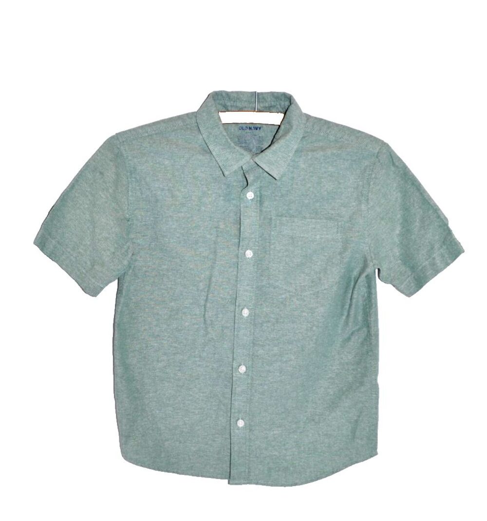Old Navy Boys Green Short Sleeve Oxford Button Down Shirt L 10-12